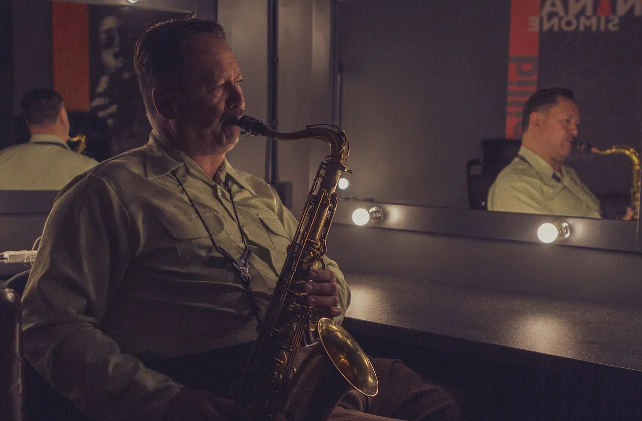 Saxophonist backstage Saxophonist backstage