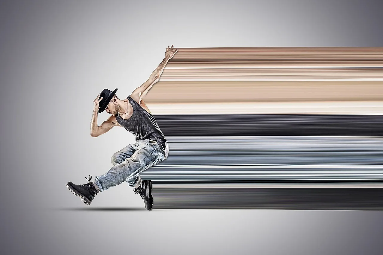 Hip-hop dancer in dynamic motion