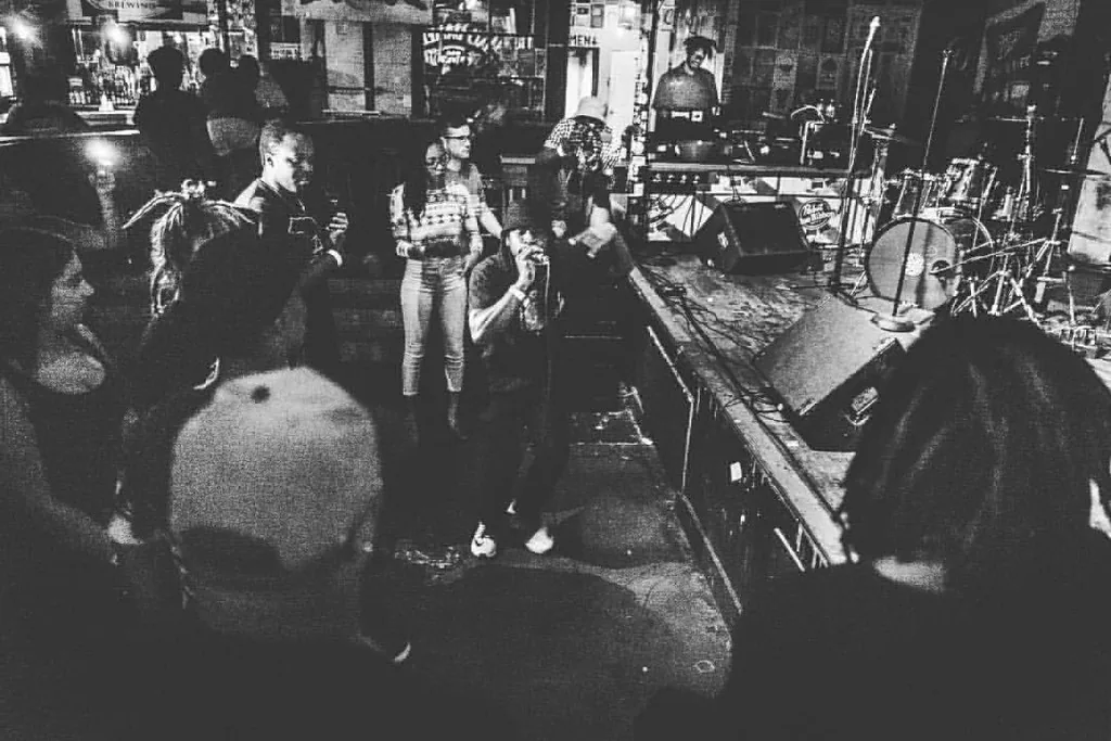 Rapper on stage in a club Rapper on stage in a club