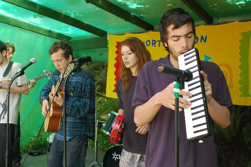 Musician playing a melodica in concert